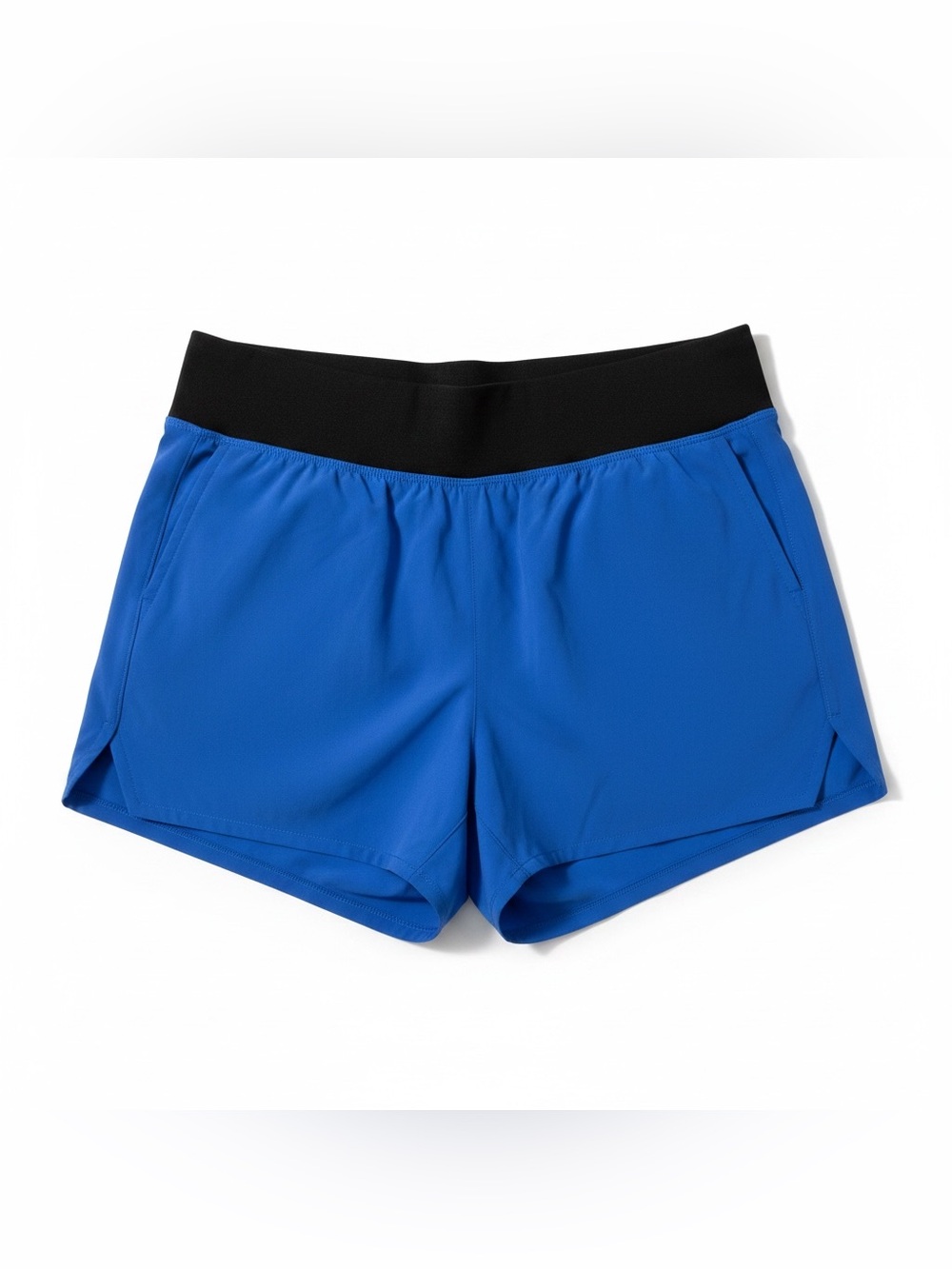 Women's Athletic Blue Running Shorts with Black Waistband - Picture 3 of 6
